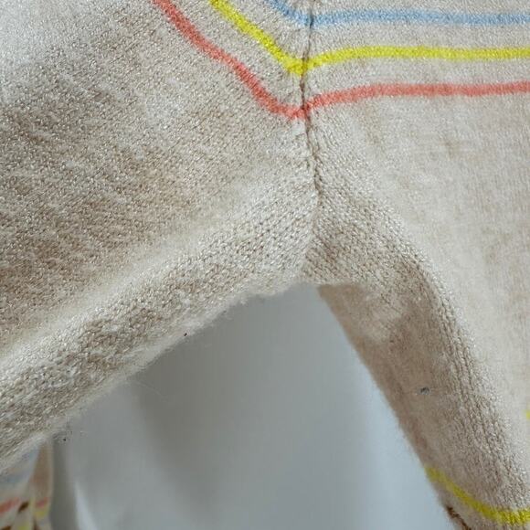 ModCloth Tan Striped V-Neck 3/4 Sleeve Button Front Cardigan Women's Size Large - Picture 9 of 12